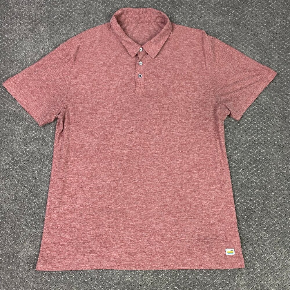 Vuori Strato Tech Polo Shirt Men's Large Red Heather Stretch Golf